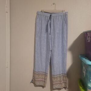 NWT Victoria's Secret High-Rise Wide-Leg Printed Linen Pull-On Pants Size M